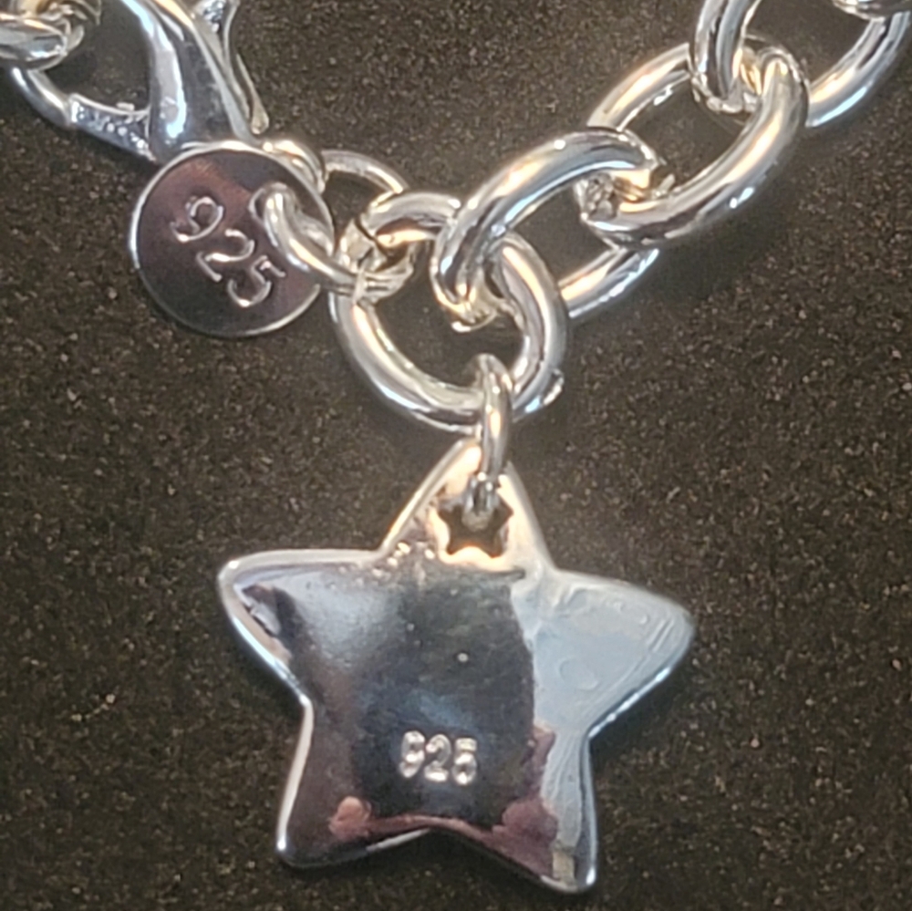 COPY - New 8" Rolo Link Tiffany Style Star Pendant Bracelet